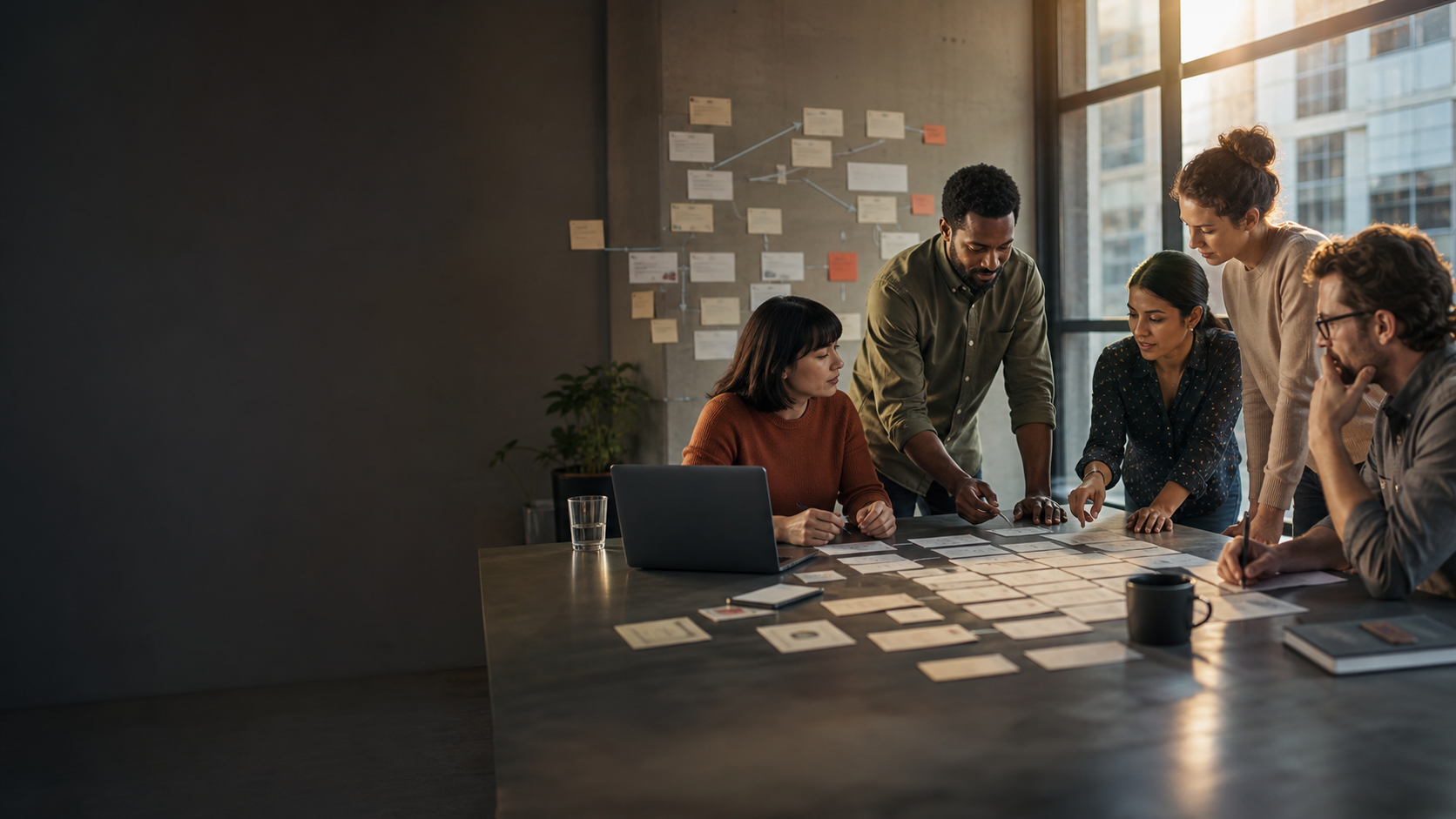 Business leaders mapping a workflow